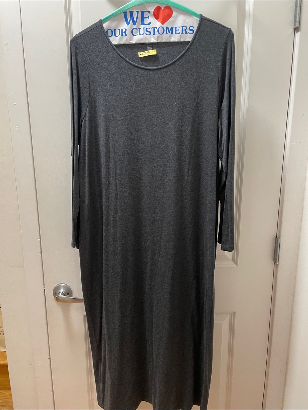 Eileen Fisher Long Sleeve Maxi Dress in Charcoal Gray